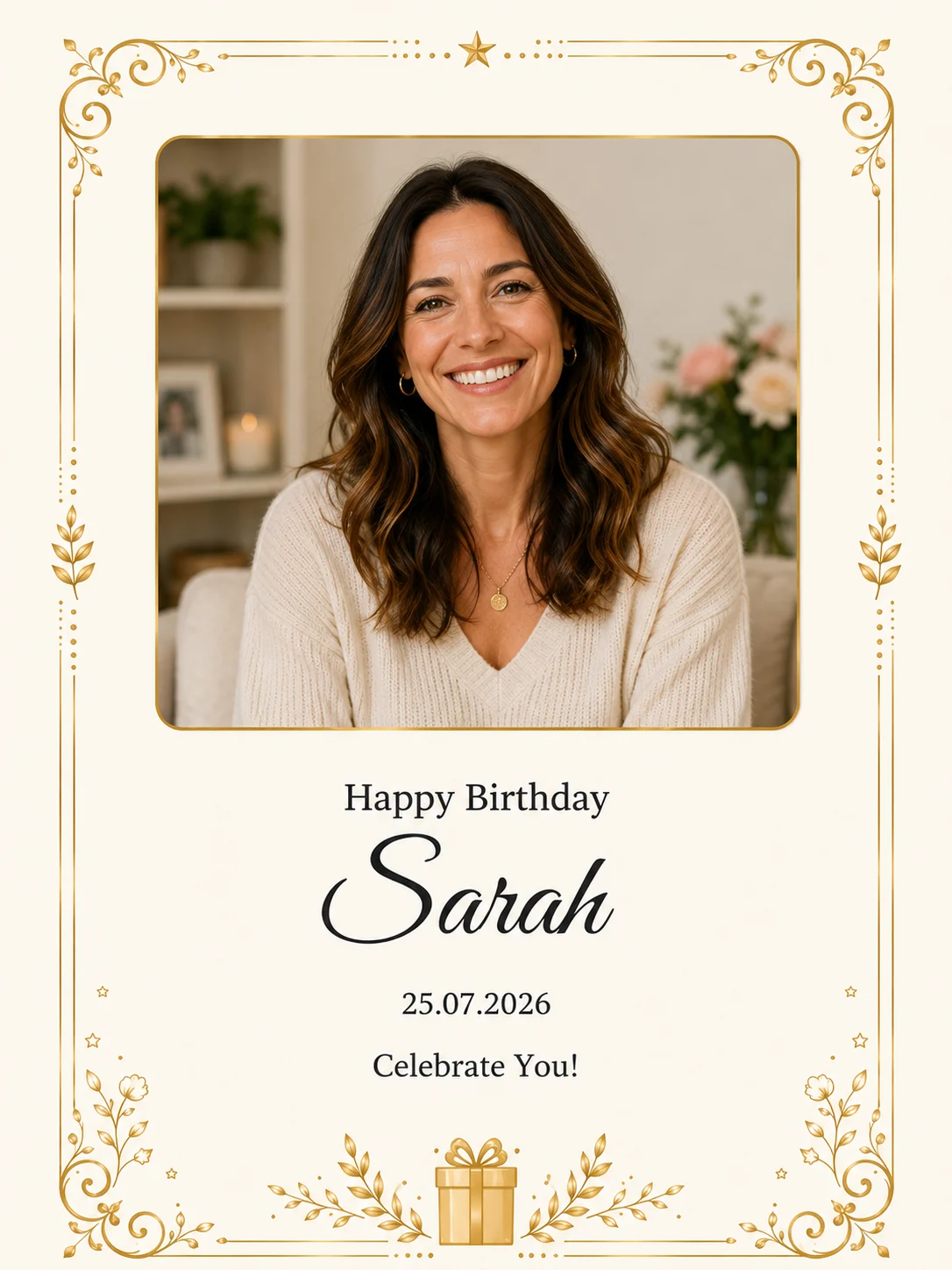 Personalised birthday memory book example for Sarah