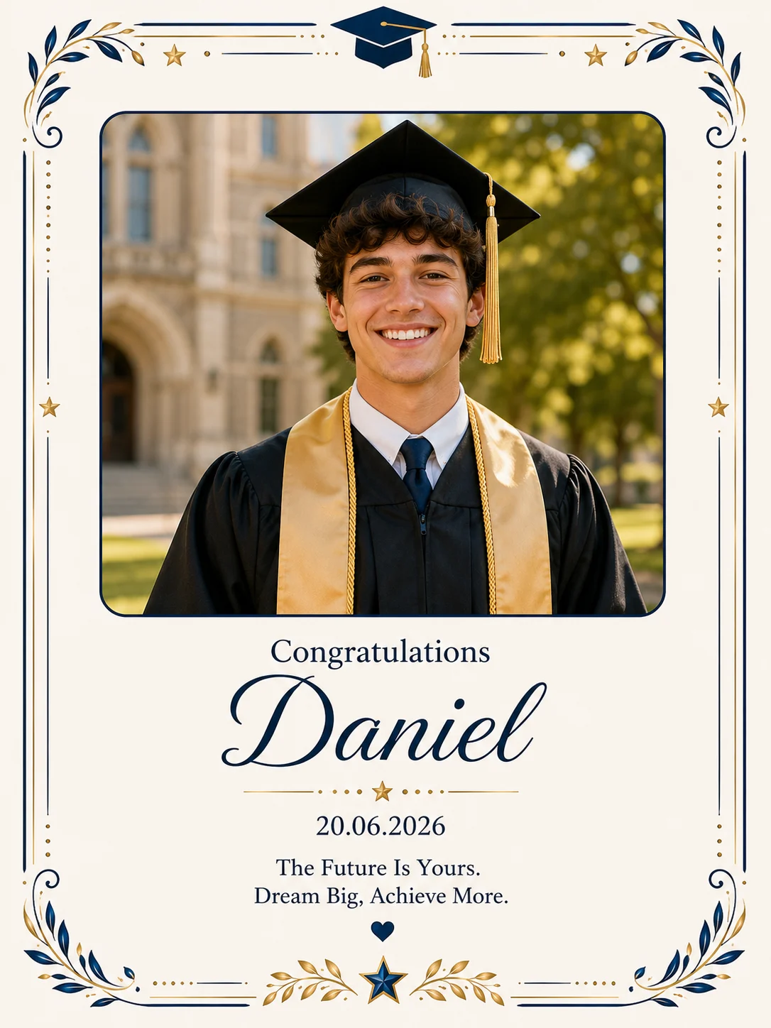 Personalised graduation memory book example for Daniel