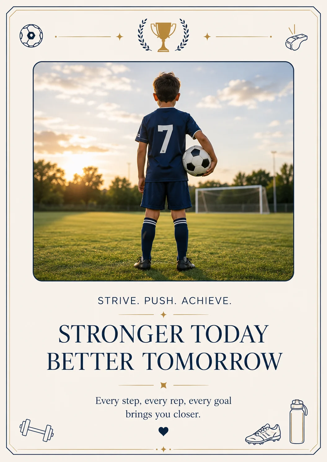Example personalised sports memory book cover featuring a young footballer on a grass pitch