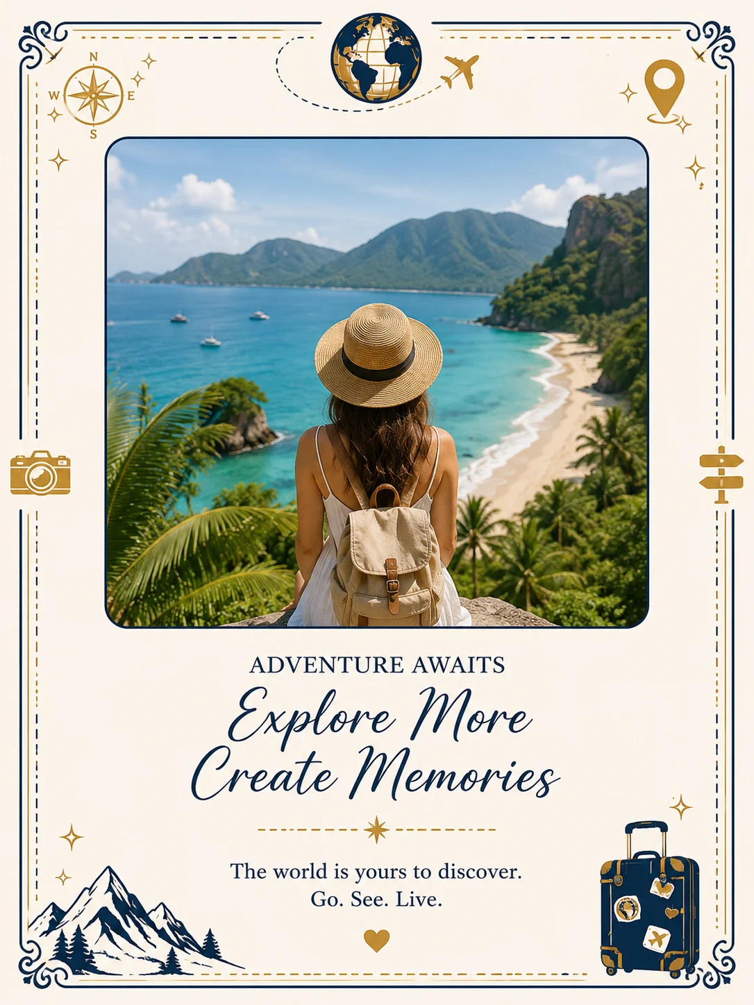 Travel memory book cover example featuring an adventure photograph